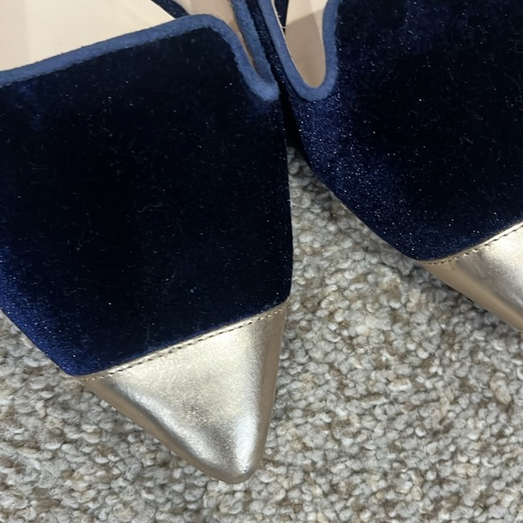 Anthropologie Guilhermina Velvet Silver toe flats. Sz 8 - Picture 3 of 7